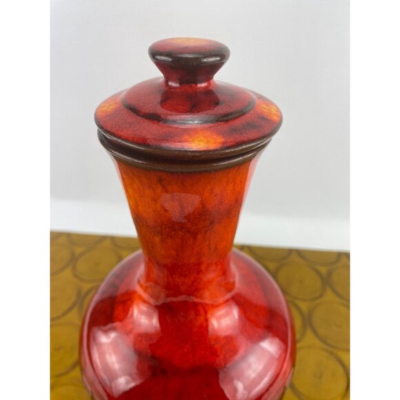 Vintage 60s pottery carafe, GT Beauceware red ceramic carafe with lid - Picture 7 of 10